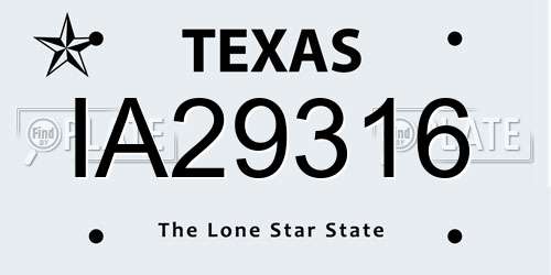 IA29316 Texas License Plate