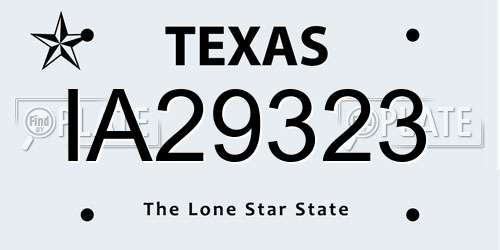 IA29323 Texas License Plate