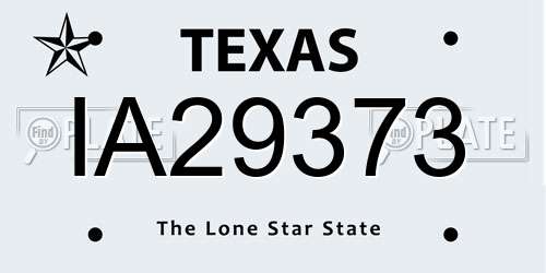 IA29373 Texas License Plate