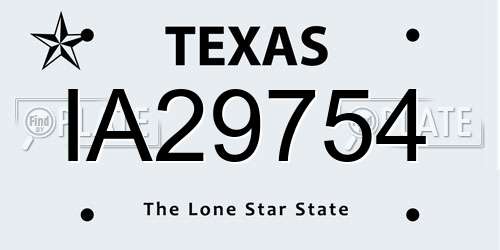 IA29754 Texas License Plate
