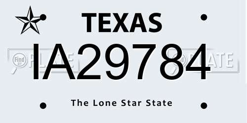 IA29784 Texas License Plate