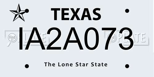 IA2A073 Texas License Plate