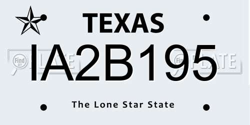 IA2B195 Texas License Plate