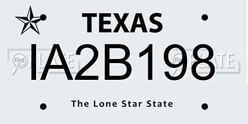 IA2B198 Texas License Plate