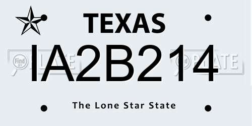 IA2B214 Texas License Plate