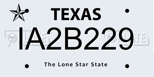 IA2B229 Texas License Plate