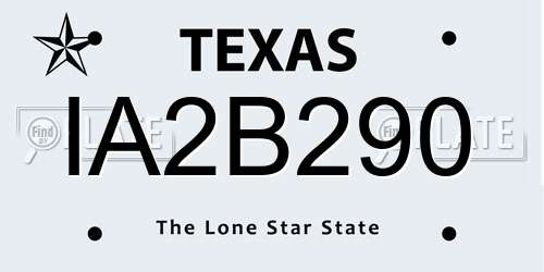 IA2B290 Texas License Plate
