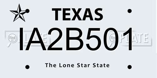 IA2B501 Texas License Plate