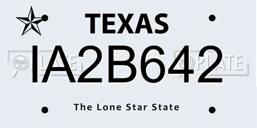 IA2B642 Texas License Plate