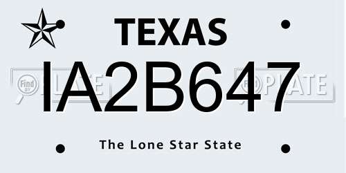 IA2B647 Texas License Plate