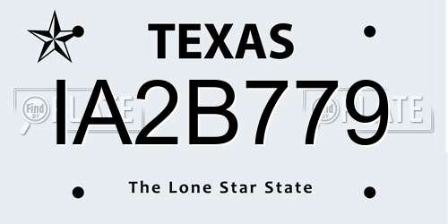 IA2B779 Texas License Plate