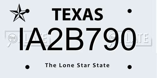 IA2B790 Texas License Plate