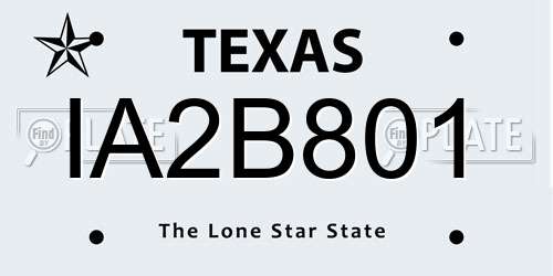IA2B801 Texas License Plate