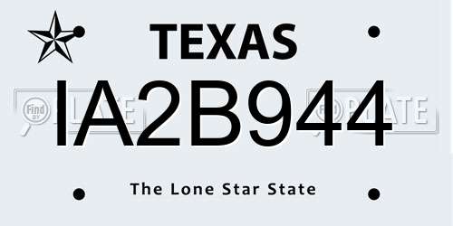 IA2B944 Texas License Plate