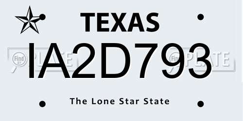 IA2D793 Texas License Plate