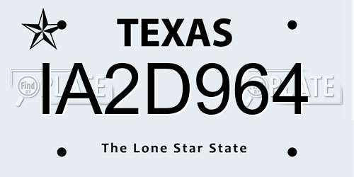 IA2D964 Texas License Plate
