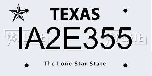 IA2E355 Texas License Plate