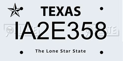IA2E358 Texas License Plate