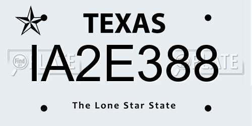 IA2E388 Texas License Plate