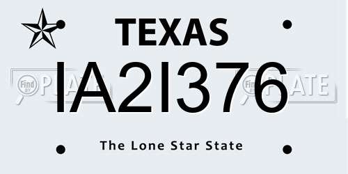IA2I376 Texas License Plate