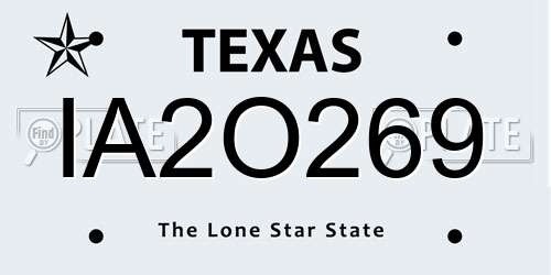 IA2O269 Texas License Plate