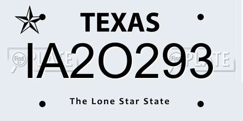 IA2O293 Texas License Plate