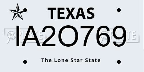 IA2O769 Texas License Plate
