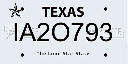 IA2O793 Texas License Plate
