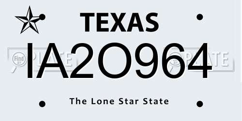 IA2O964 Texas License Plate