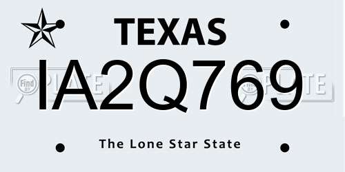 IA2Q769 Texas License Plate
