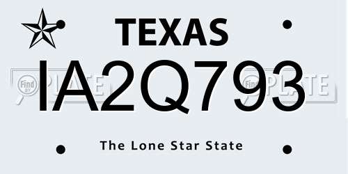IA2Q793 Texas License Plate