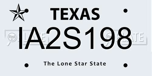 IA2S198 Texas License Plate