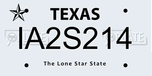 IA2S214 Texas License Plate