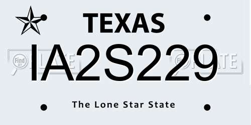 IA2S229 Texas License Plate