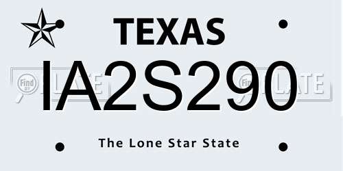 IA2S290 Texas License Plate