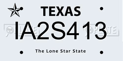 IA2S413 Texas License Plate