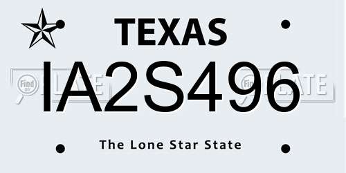 IA2S496 Texas License Plate