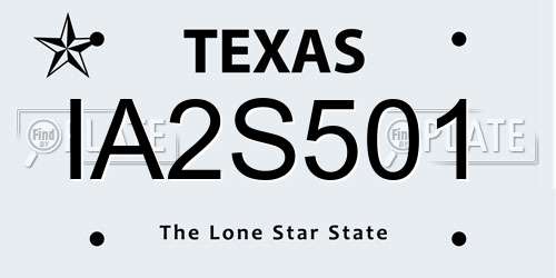 IA2S501 Texas License Plate