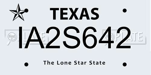 IA2S642 Texas License Plate