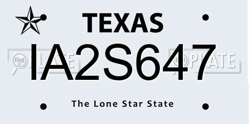 IA2S647 Texas License Plate