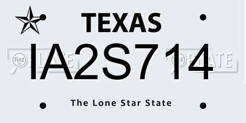 IA2S714 Texas License Plate