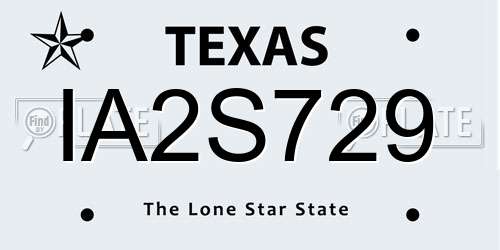 IA2S729 Texas License Plate