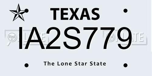 IA2S779 Texas License Plate