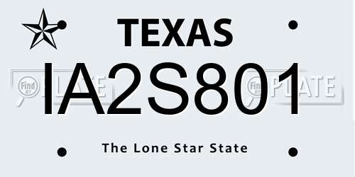 IA2S801 Texas License Plate