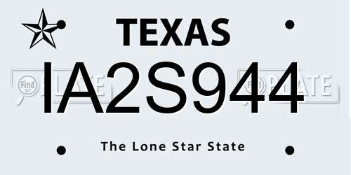IA2S944 Texas License Plate