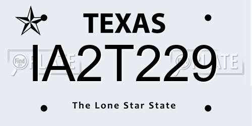 IA2T229 Texas License Plate