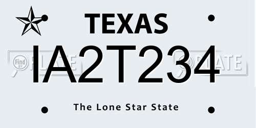IA2T234 Texas License Plate