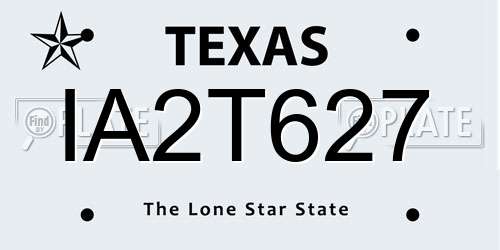 IA2T627 Texas License Plate