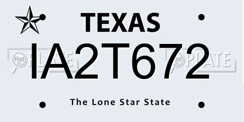 IA2T672 Texas License Plate