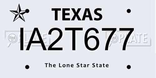 IA2T677 Texas License Plate